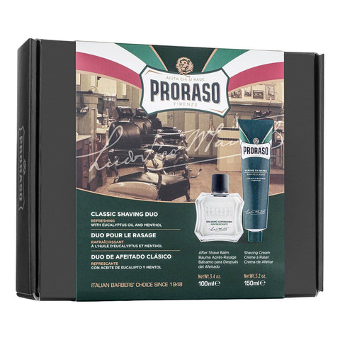 Proraso Duo Pack barberkrem og aftershave balm Gavesett - Barbering Proraso Eukalyptus og mentol 